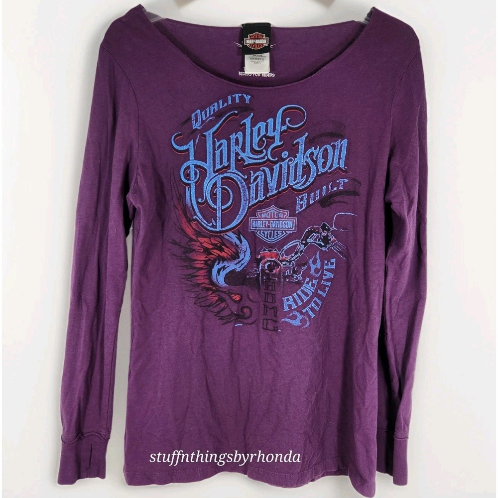 Harley Davidson Women's Purple Round Neck Shirt - US 129 Dragon, Talbot, TN